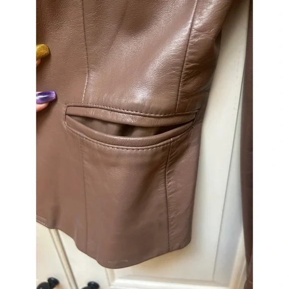 Vintage 70s 80s Lesoleil‎ brown leather jacket. - Picture 6 of 6